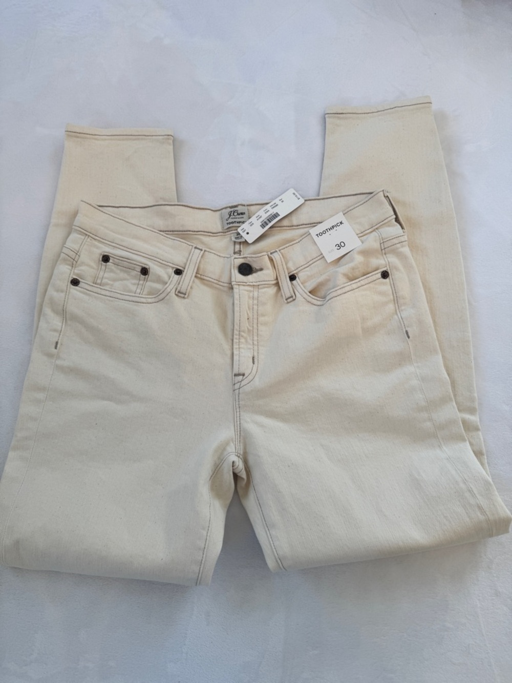 J. Crew Cream High-Rise Skinny Jeans Size 30